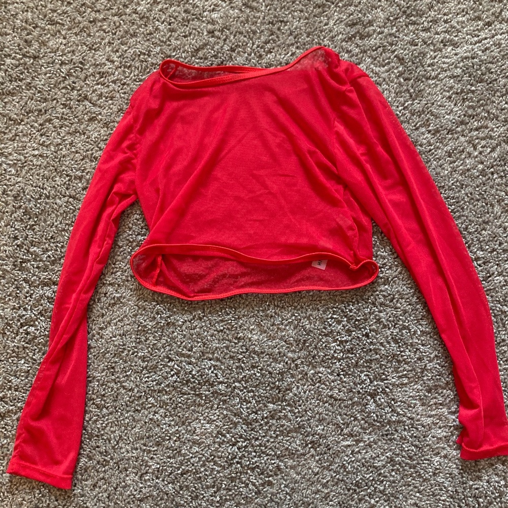 Shein sheer red top
